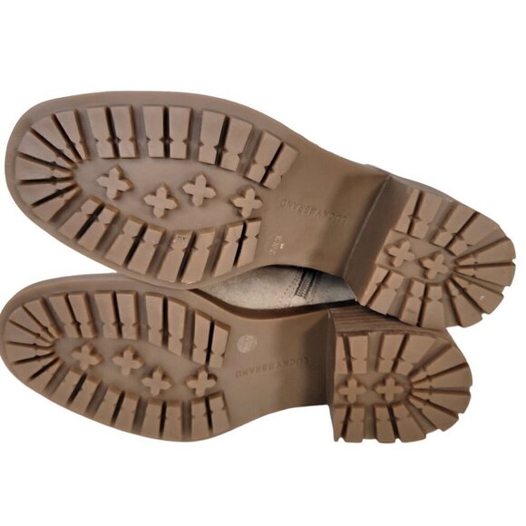 New - LUCKY BRAND Suede Lace Up Lug Sole Booties Tan | Size 10 - Picture 9 of 12
